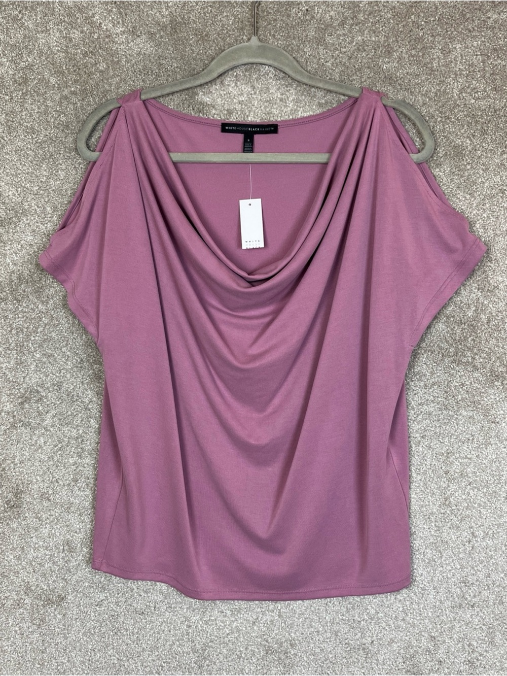 White House Black Market Blouse Womens Small Open Shoulder Stretch Cowl- 5185